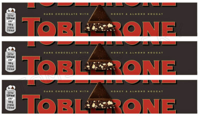 3 TOBLERONE BLACK Dark Swiss Chocolate with Honey & Almond Nougat 100g 3.5oz