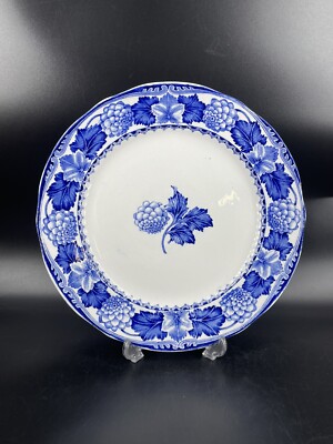 RORSTRAND Antique PLATE Dish Blue DAHLIA Leaf Fruit Floral SWEDEN