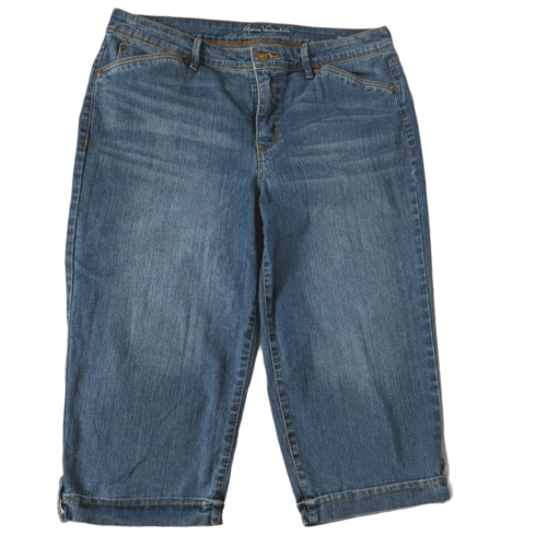 Pantalones de mezclilla Gloria Vanderbilt Skimmer Capri 10 efecto adelgazante lavado medio - Imagen 1 de 5