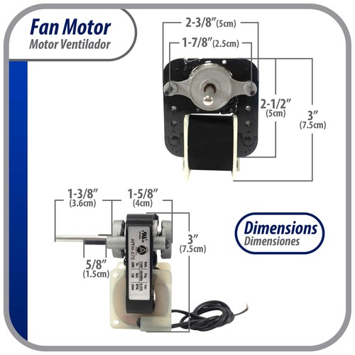 Appli Parts APFM-670 1/130 Hp Ventilador Motor, 110 V, 50/60 Hz, 3000 rpm, Reversible r - Imagen 2 de 7
