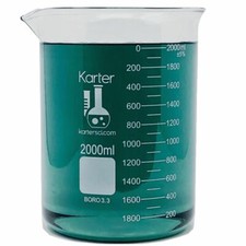2000ml Glass Beaker, Low Form, Graduated, Karter Scientific 213D36 (Case of 8)