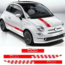 1Set Hood Bonnet Stickers Body Door Side Skirt Stripes Decal Fit For Fiat 500 A↔
