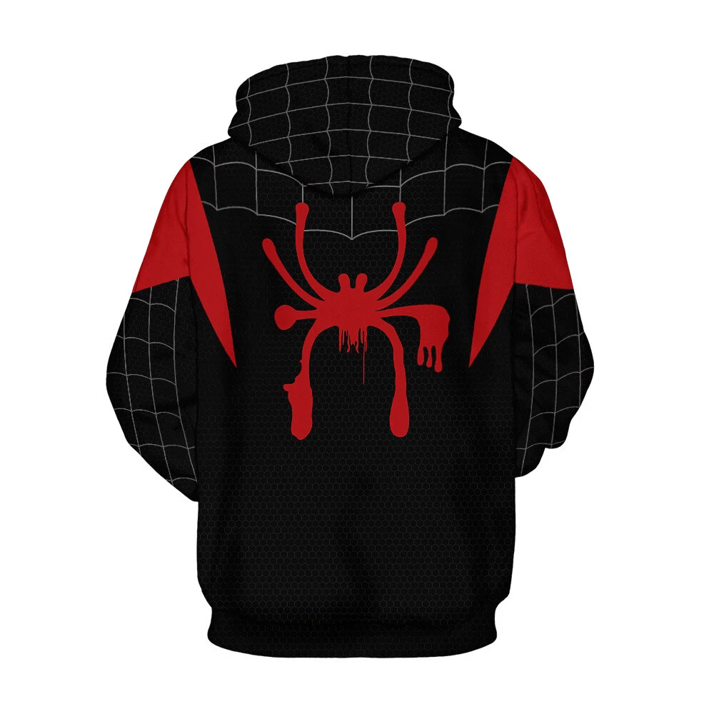Spiderman Into the Spider Verse Hoodie Miles Morales Cosplay Pullover Jumper Top
