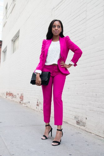 A331 ZARA WOMAN PINK FUCHSIA BLAZER JACKET COAT PUFFED SHOULDERS - XS - Bild 9 von 23