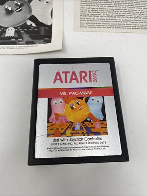 Ms. Pac-Man (Atari 2600, 1987) By Atari (Box, Cartridge & Manual