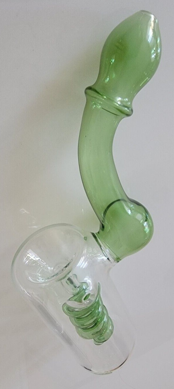 Beautiful Bubbler Handmade BONG Glass Water Pipe - Green Accent Toke Meister #7