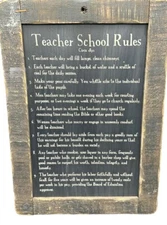 Teacher Sign 1871 Rules On Chalk Board Great Gift Classroom Circa 1880 Replica