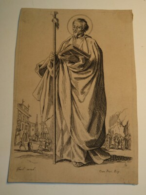 von ap Jacques CALLOT (1592-1635) GRAVUR XVII APOTRE SAINT THOMAS ECOLE LORRAINE