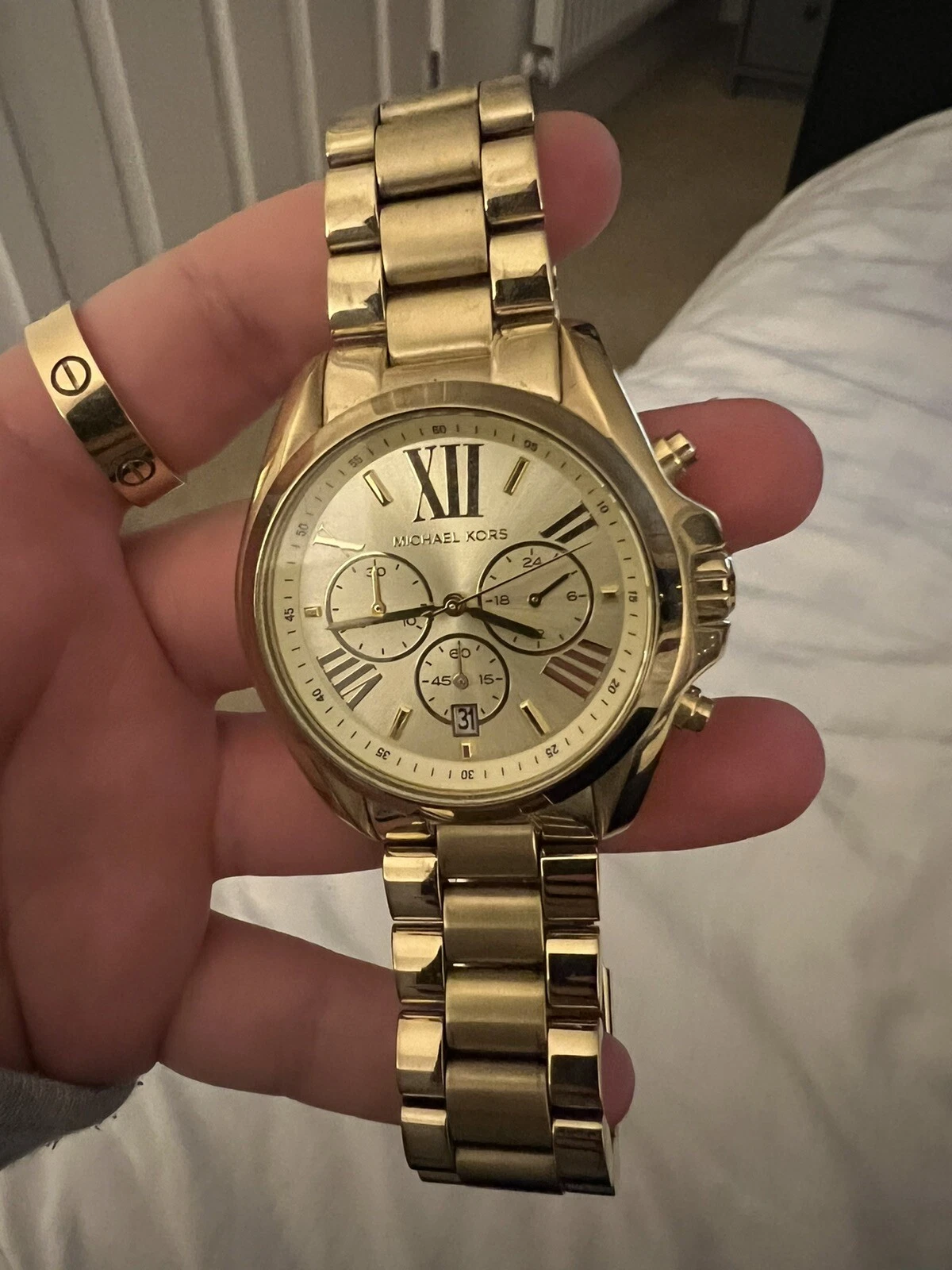 Michael Kors Bradshaw 42 mm Orologio da polso da donna color oro acciaio inox
