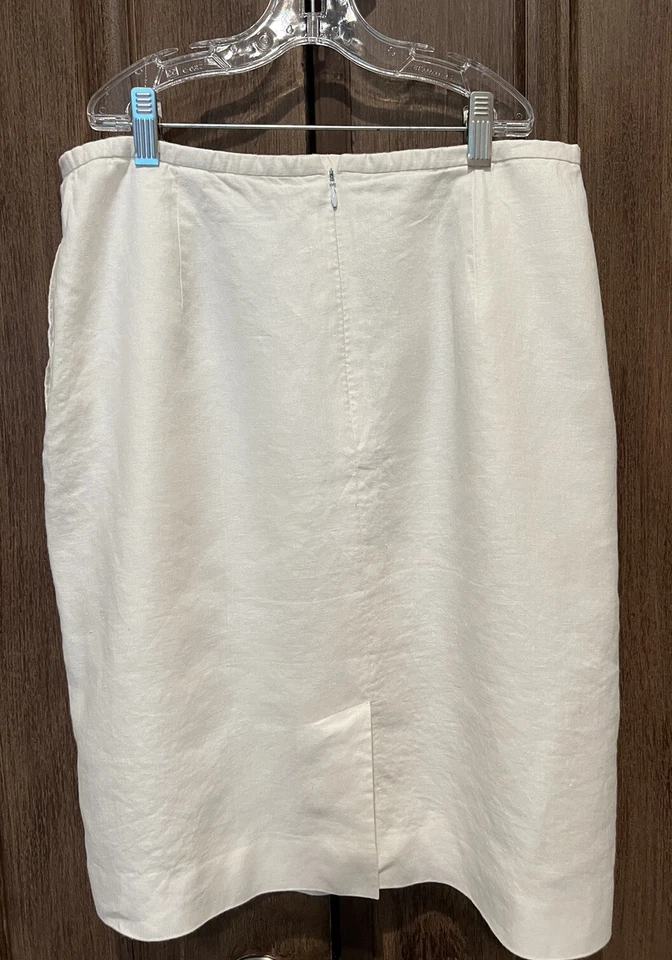 Falda Jones New York Clásica Blanca 100% Lino Talla 14 Pequeña Completamente Forrada Foto 3 de 4