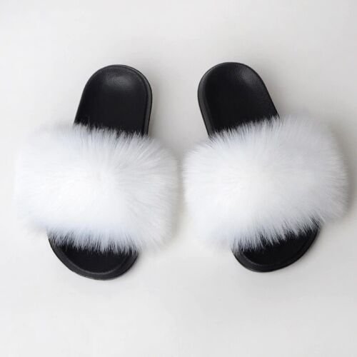 Faux Fur Slides Fuzzy Fluffy Slippers Flat Soft Sandals Open Toe - US Seller - Picture 16 of 32