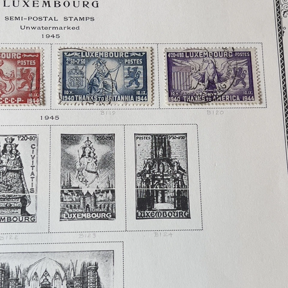 LOTE DE SELLOS M&U DE LUXEMBURGO 1921-1945 EN PÁGINAS DE ÁLBUM SEMIPOSTALES, RECUERDOS Y MÁS Foto 3 de 4