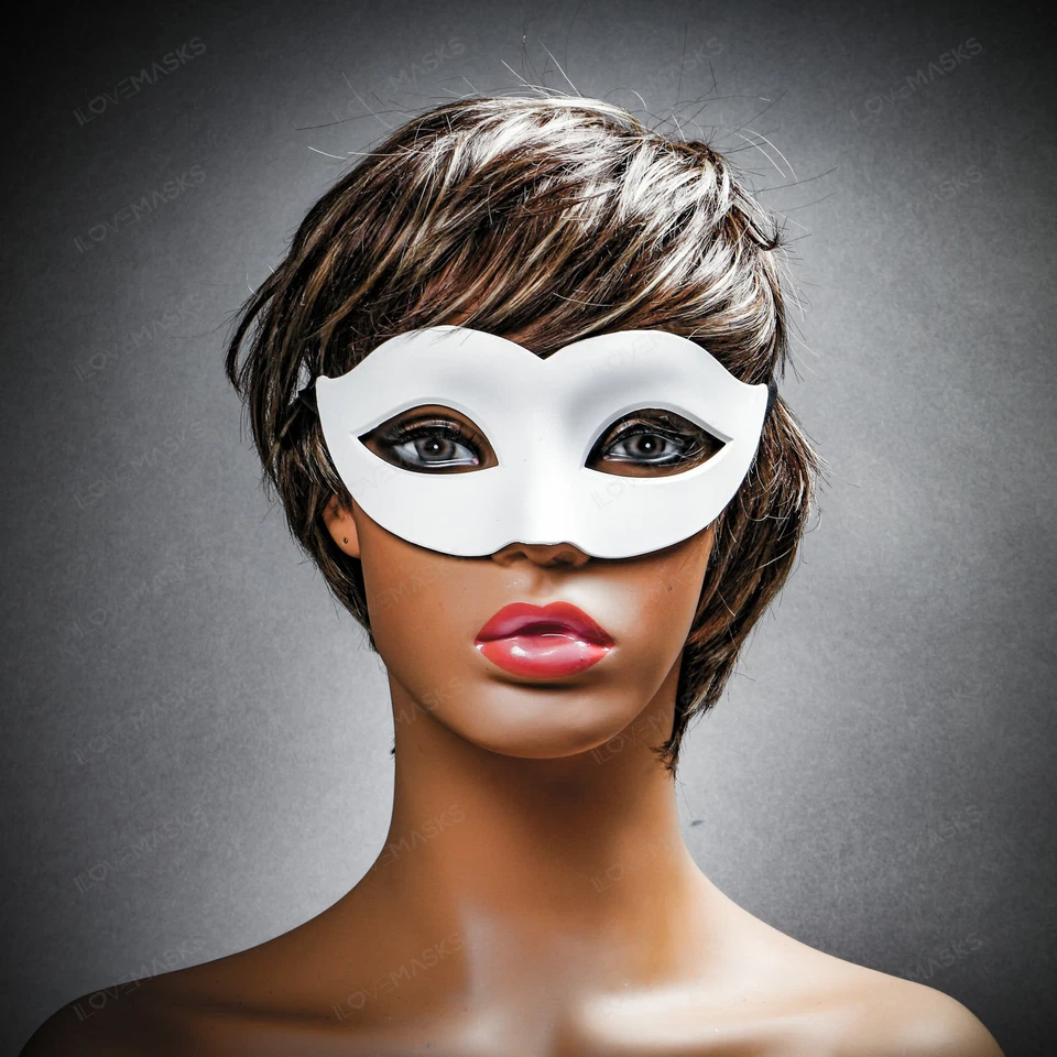 Women Eye Mask Phantom of the Opera Venetian Minimalist Masquerade Mask [White] - Image 3 of 4