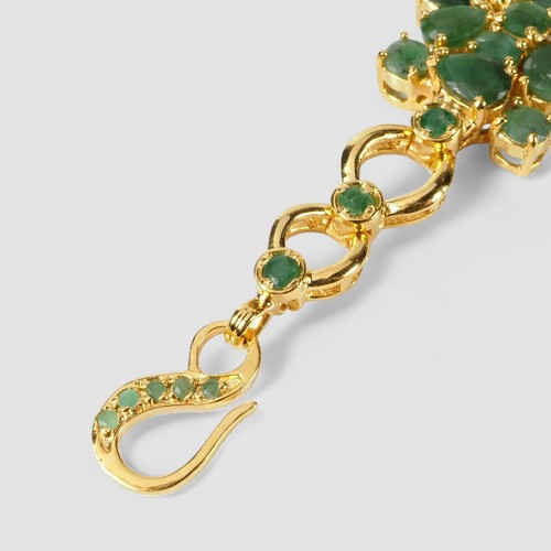 PULSERAS FLORALES ESMERALDA ANTIGUAS HECHAS A MANO PLATA DE LEY 925 CHAPADAS EN ORO 24K - Imagen 3 de 10