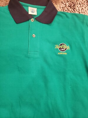 Hard Rock Cafe Men’s Medium Polo Shirts Green Kowloon