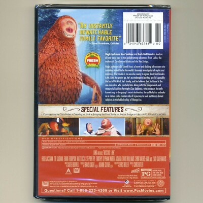 Missing Link 2019 PG stop-motion adventure comedy movie, new DVD