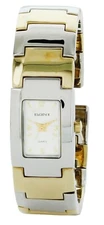 Elgin II ELT063G Women's Silver & Gold Tone Rectangular Analog Cuff Bangle Watch