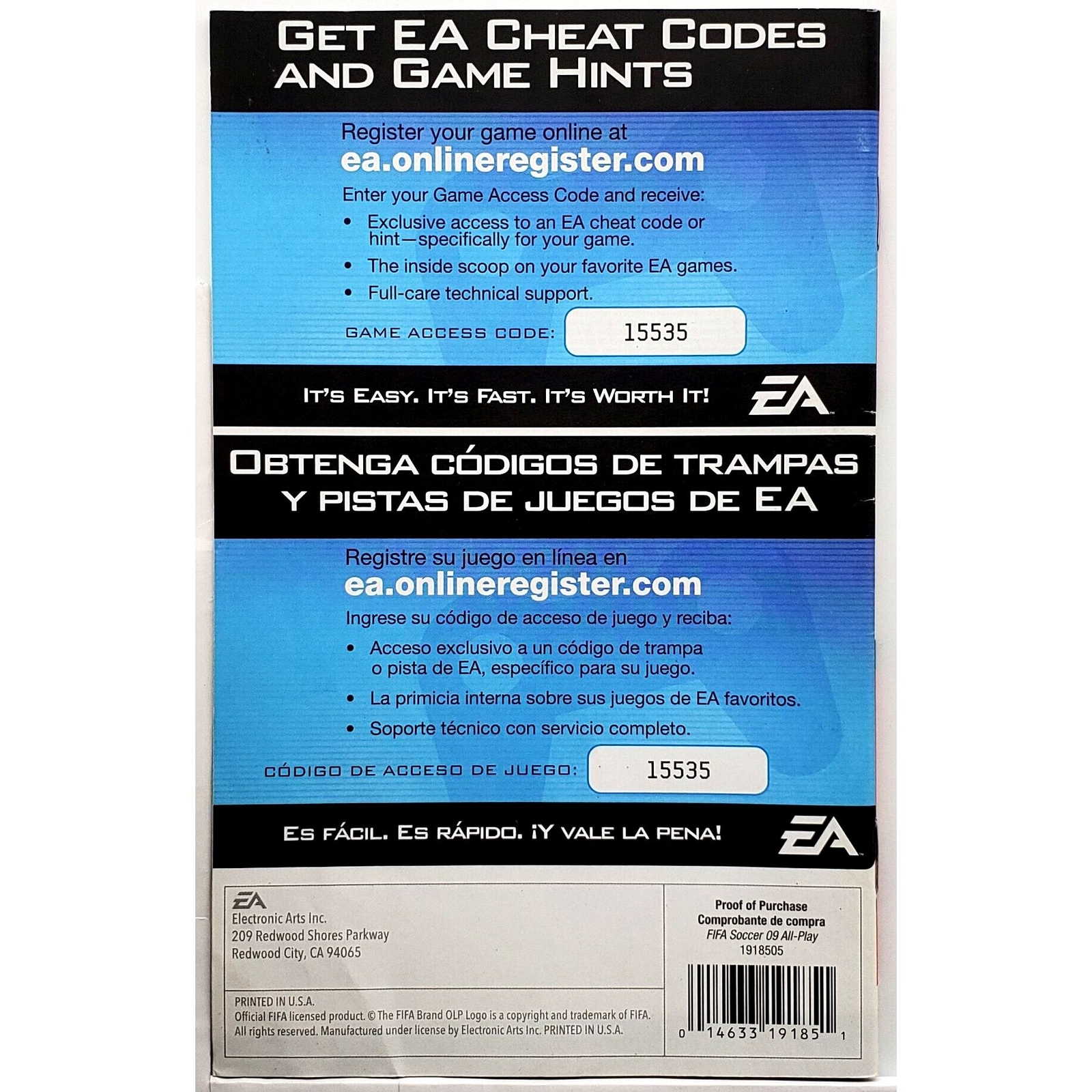(Manual Only) FIFA 09 All-Play - Nintendo Wii Authentic Instruction ...