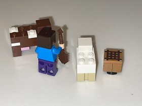 LOT 5 Lego 21114 Minecraft Farm Minifigs Steve Skeleton Sheep Cow Pumpkin EUC