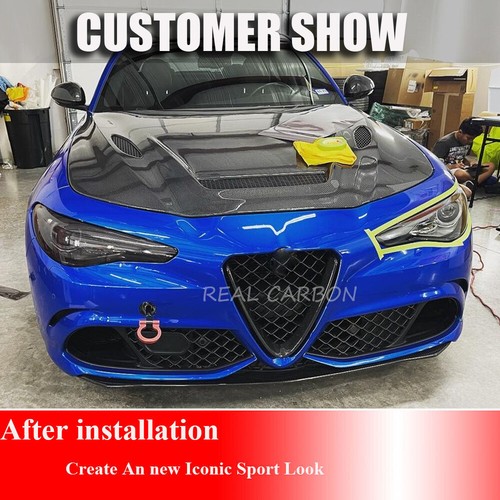Cubierta de tapa del motor capó delantero de carbono real para Alfa Romeo Giulia 2017-2020 - Imagen 4 de 15
