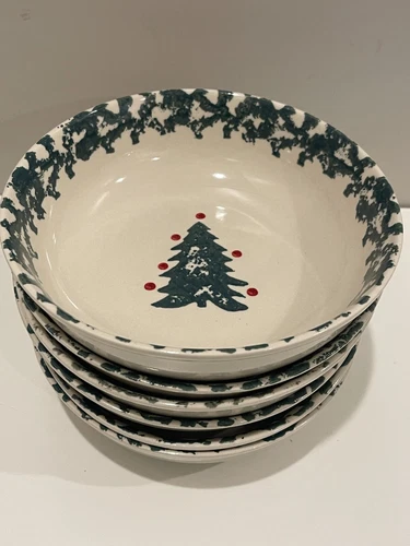 6 Folk Craft by Tienshan, Winter Wonderland Stoneware Soup/Cereal Bowls- 6.5"