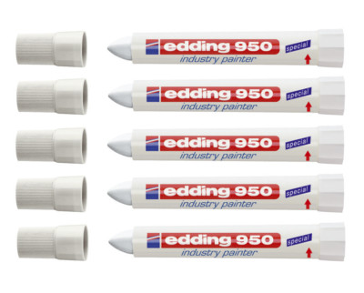 5 x Edding 950 industry painter Spezialmarker permanent Strichstärke 10mm weiß