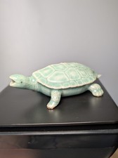Antique Korean Celadon Porcelain Turtle Water Dropper Signed | Crackle Glaze