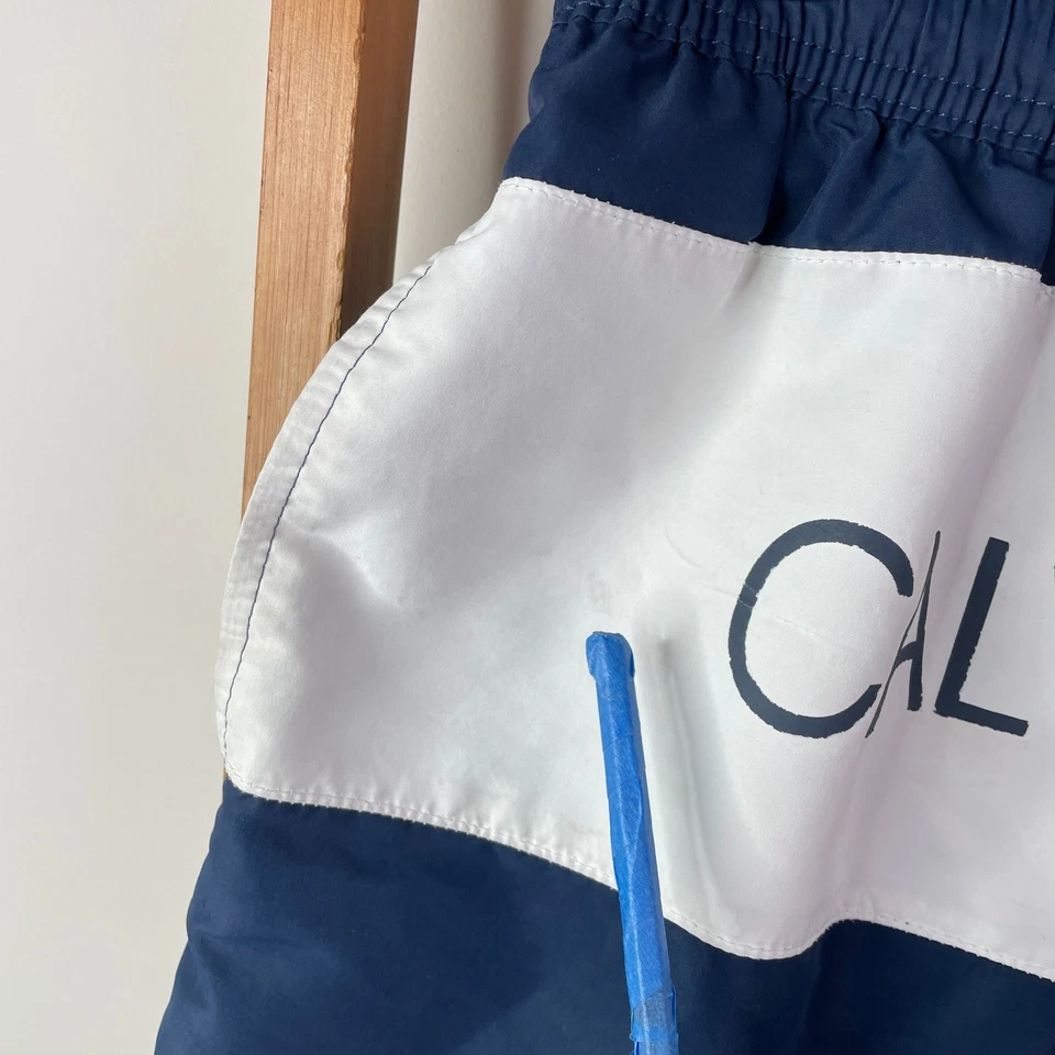 Calvin Klein Traje de baño Board Shorts Bañador Hombre Pequeño Azul Blanco Malla Forrado Foto 2 de 4