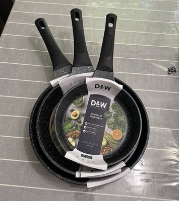 Deane & White D&W 3Pc Frying Pan / Skillet Set 11'' 9.5  & 8'' Black Cookware New