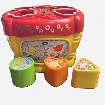 VTech Sort & Discover Drum Learning Toy Tested Works 3 Shape Blocks Missing 2