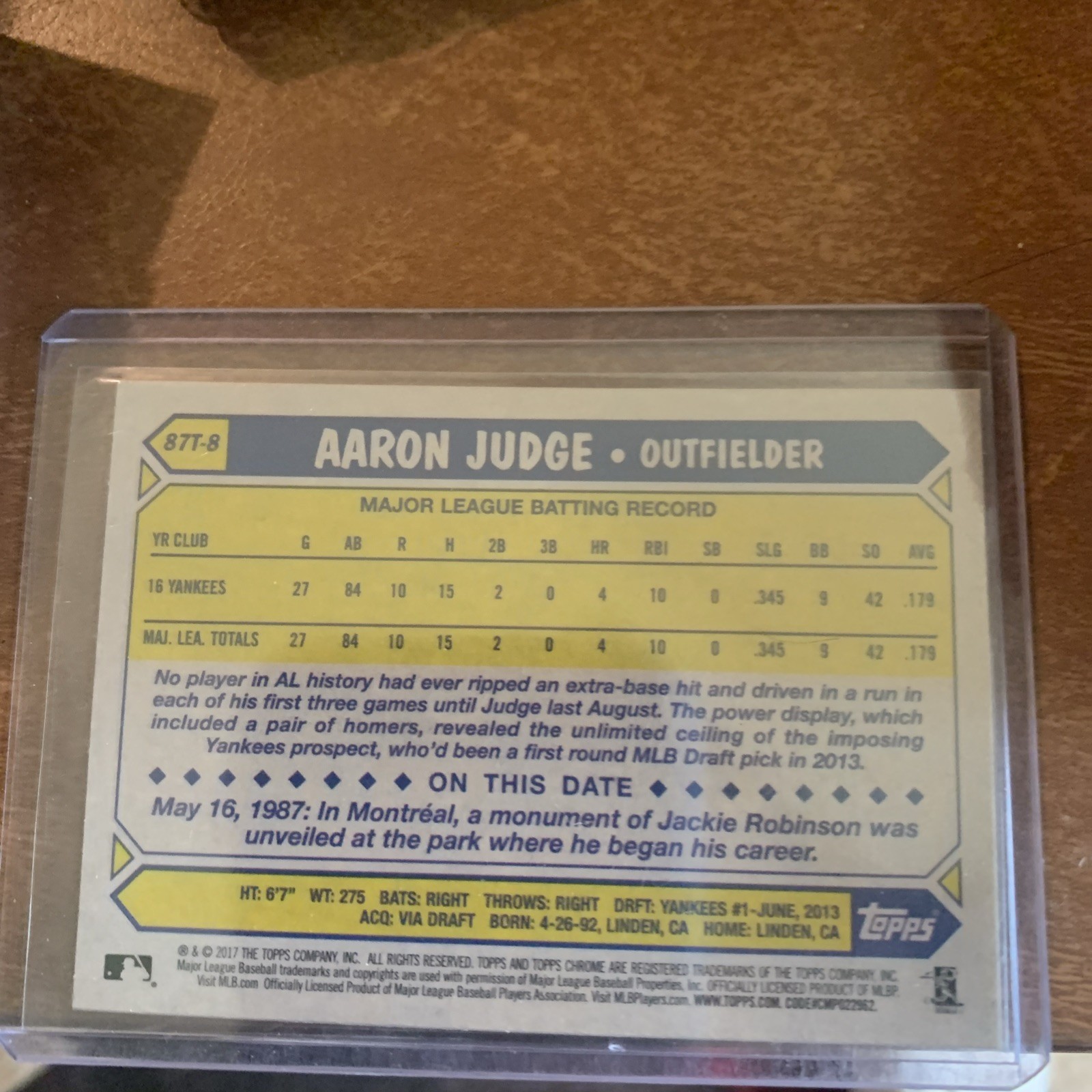 2017 Topps Chrome - 1987 Design Aaron Judge #87T-8 (RC) SILVER! view 2