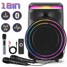 Portable Bluetooth Speaker 18in Sub woofer Deep Bass Sound Party System w/3Mics