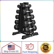 150LB Coated Hex Dumbbell Weight Set and A-Frame Storage Rack, 5-25 lbs Pairs
