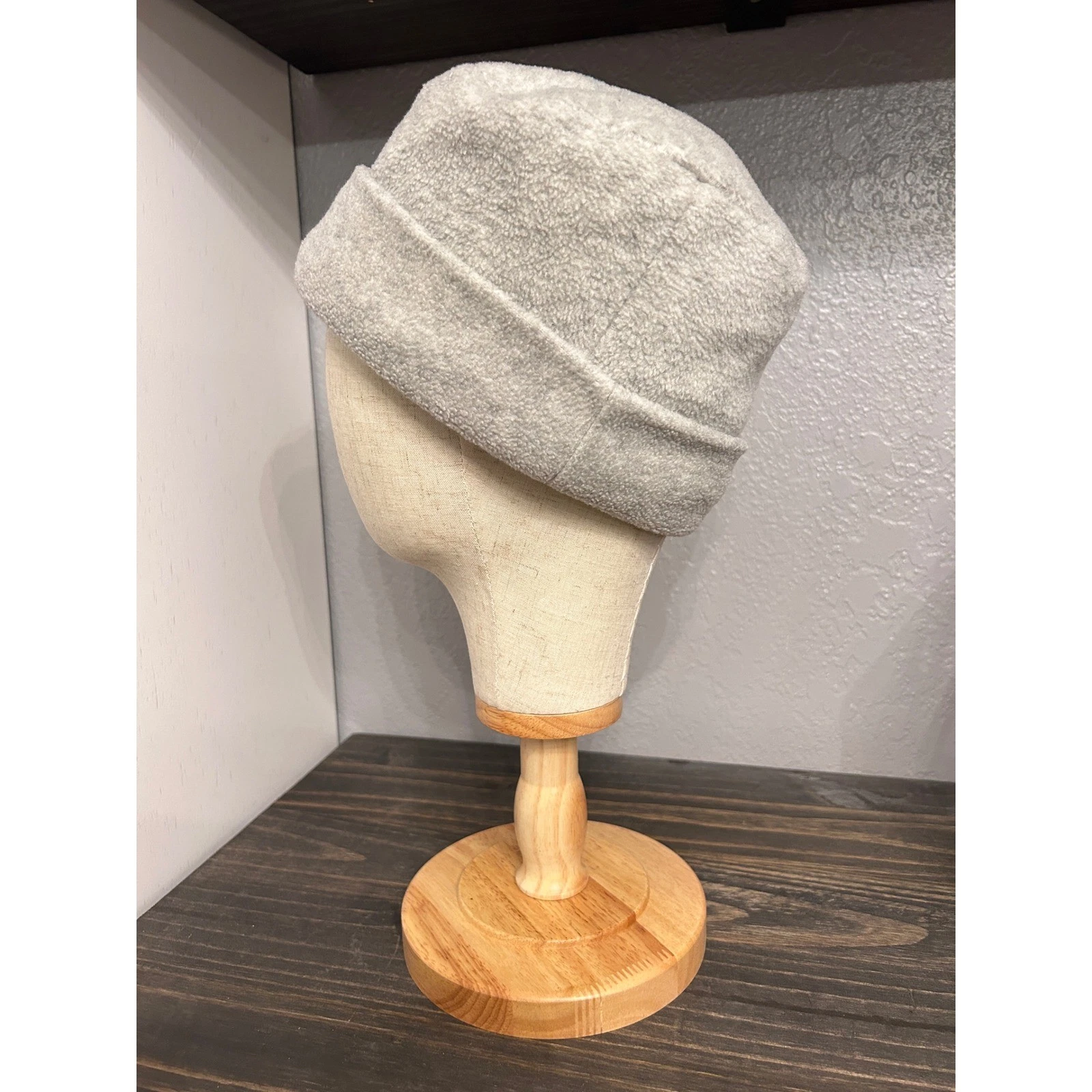 Vintage Grey Fleece Bucket Hat Quilted Lining One Size Twee Winter Fall