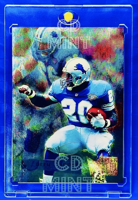 Barry Sanders Silver Metal Foil Insert Card Fleer Detroit Lions Mint HOF