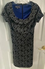 Donna Ricco dress size 4 black stretch knee length fit flare