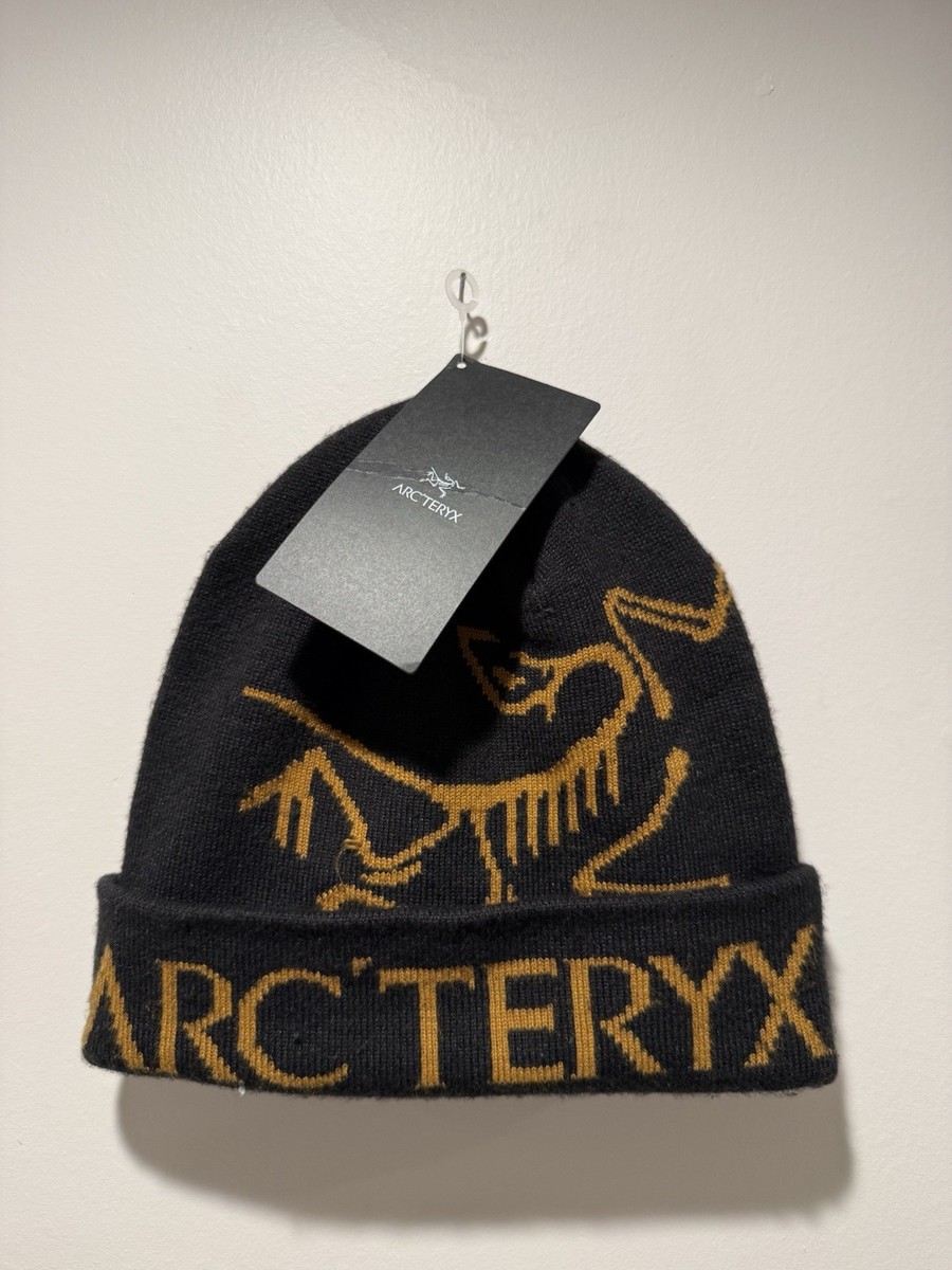 NEW WITH TAGS Arc'teryx Bird Word Toque Beanie Hat 24K Gold/Black