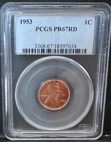 1953 PROOF LINCOLN WHEAT CENT PCGS PR67RD