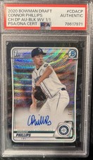 2020 Bowman Chrome Black Wave Refractor Connor Phillips RC AUTO 1/1 PSA/DNA REDS