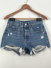 Levi s 501 Y2K High Rise Distressed Cutoff Denim Shorts Raw Hem W28