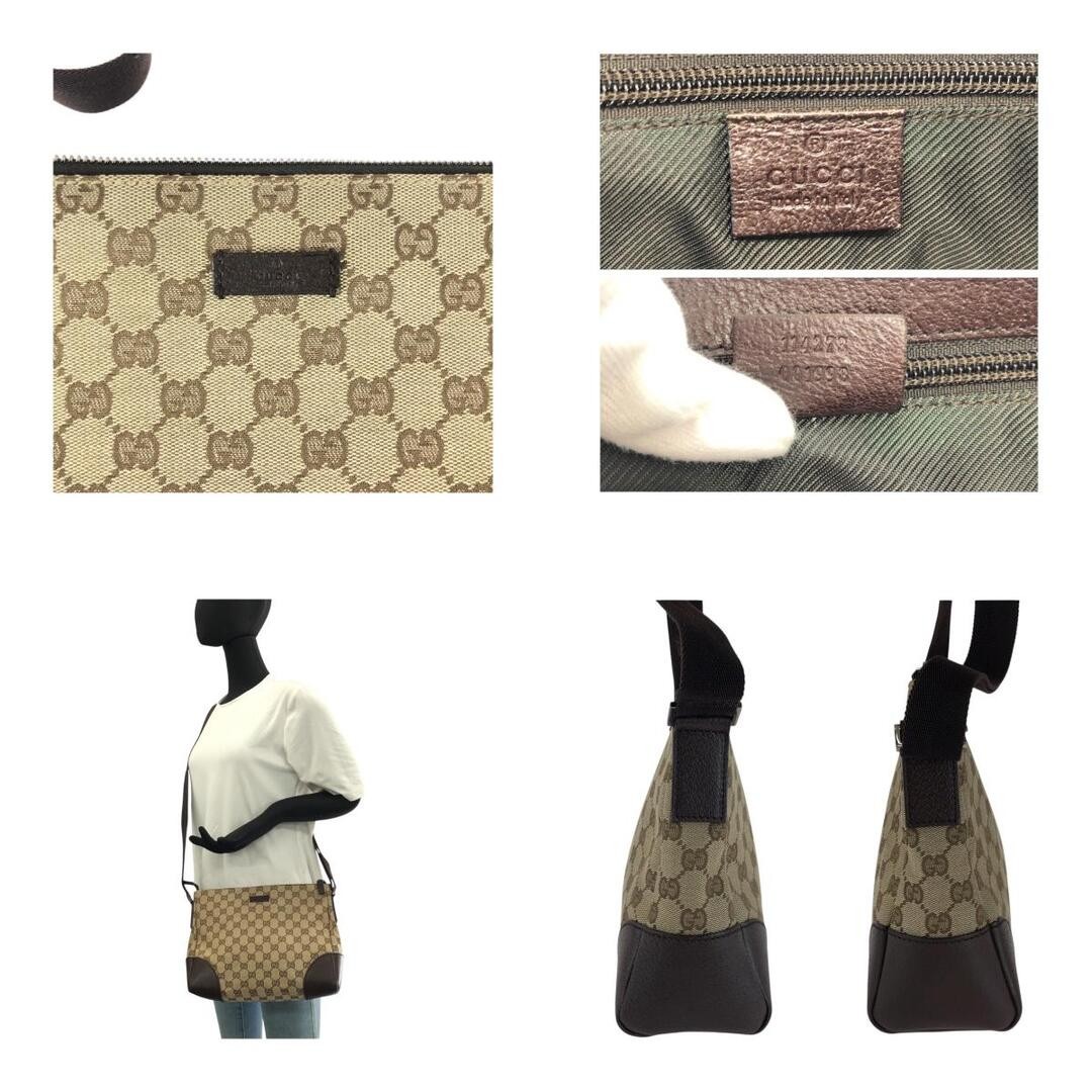 Gucci GG Canvas Leather Shoulder Bag Beige Brown Silver Hardware Used thumbnail 3