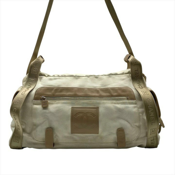 Used Good Condition CHANEL Coco Mark Sports Line 2WAY Lam Canvas Shoulder Boston