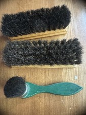Vintage Lot Of 3 2 USA MADE 100% Horsehair & Wood Shoe Shine Brushes, 1 Shinola
