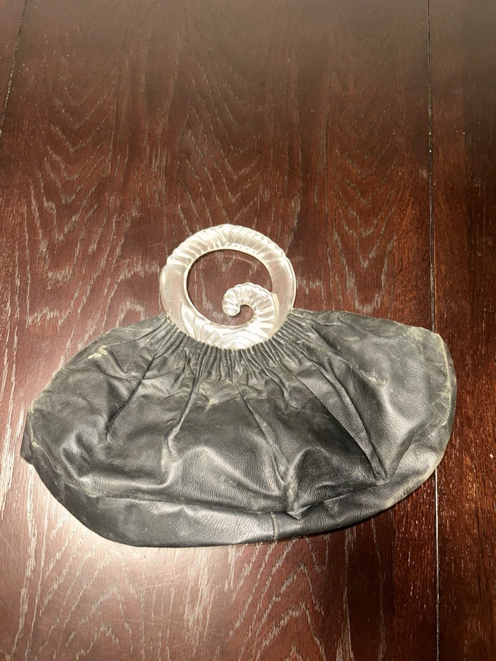 Cartera de cuero con asa Lucite única Foto 3 de 4