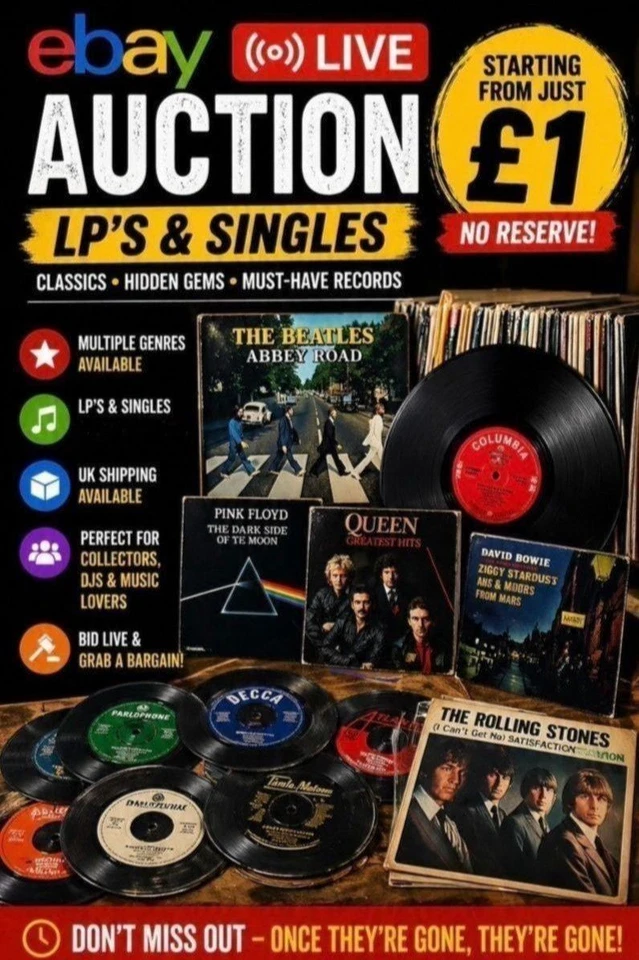 Records, LPs, Vinyls, and singles sale - All £1 starts
