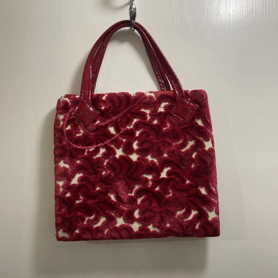 Bolso tapiz terciopelo italiano floral vintage rojo Foto 4 de 4