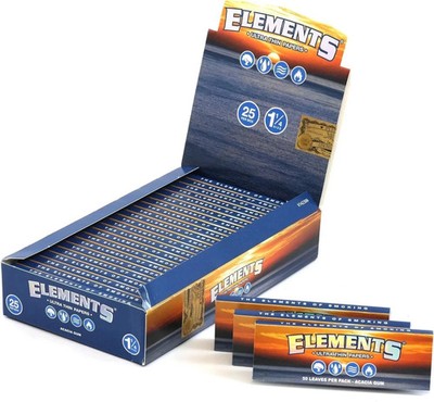 ELEMENTS 1 1/4 Ultra Thin Rice Rolling Papers   Full Box (25 Booklets)