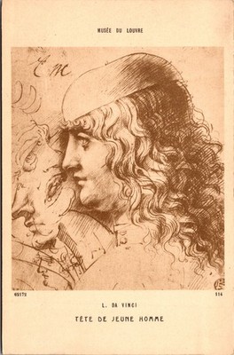 Postcard Art DaVinci Tete de Jeune Homme