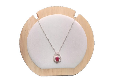 0.60 ct Natural Oval Shape Ruby & Diamond Sterling Silver Necklace