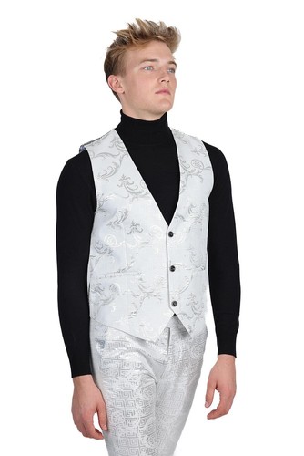 Barabas Men's Greek Key Pattern Floral Print Luxury Dress Vest 2VP3102 - 第 15/54 張圖片